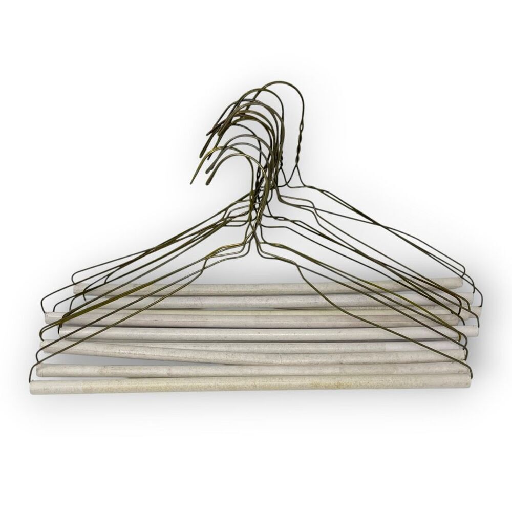 12 Vintage Wire Metal Clothes Clothing Hangers Dresses Shirts MCM Cardboard Rod